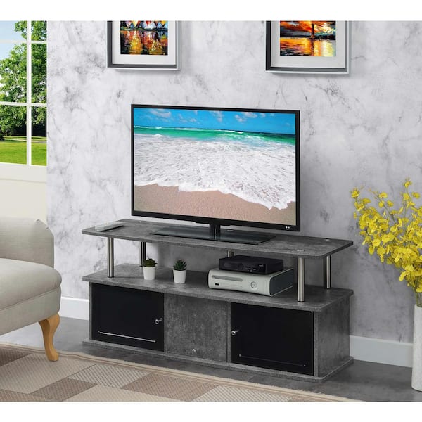 Gray 52 Convenience Concepts Designs2Go TV Stand with 3 Cabinets 