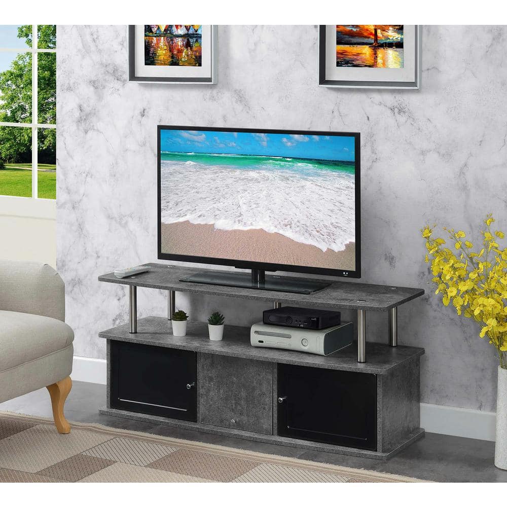 Modern Cement Gray TV Stand with Storage Cabinets 48"