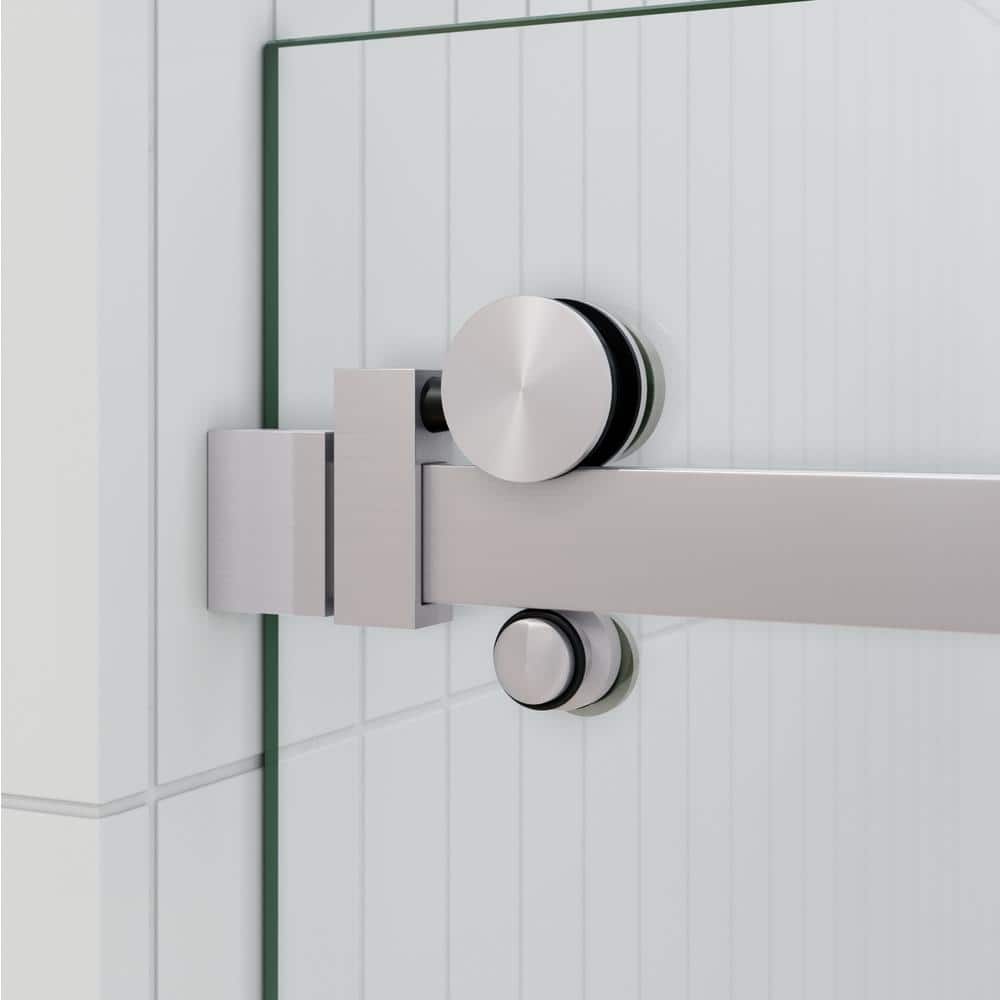 Astro 78" Frameless Glass Sliding Shower Door with Nickel Finish