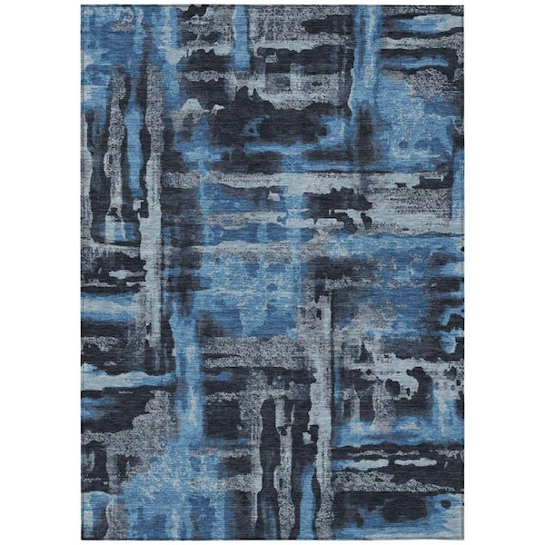 Chantille Machine Washable Indoor/Outdoor Abstract ACN2015 Black 8 ft. x 10 ft. Area Rug