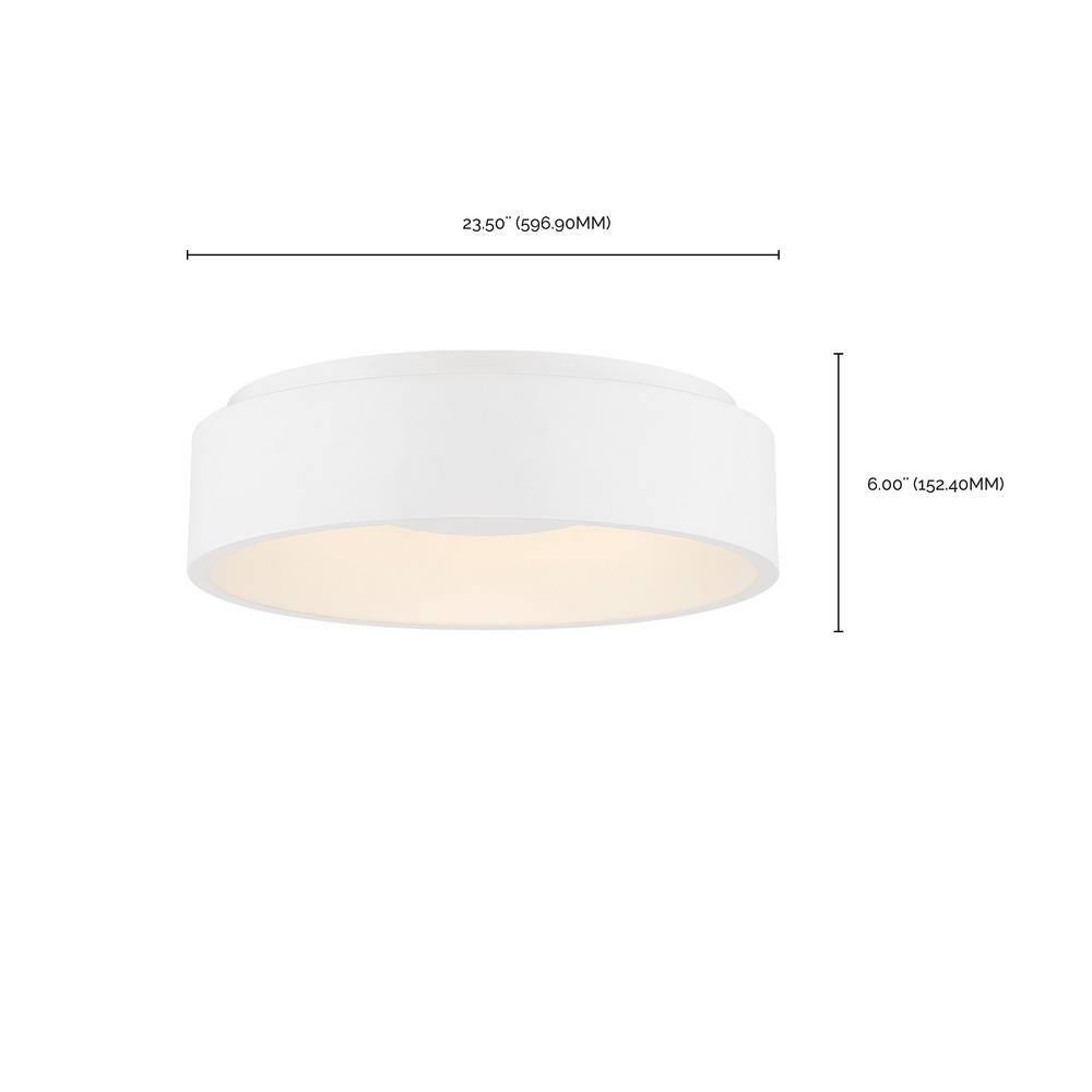 White Glass LED Drum Flush Mount Ceiling Light
