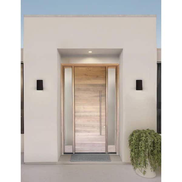 Cylinder Collection 5" Black Polymeric Modern Outdoor Wall Lantern Light