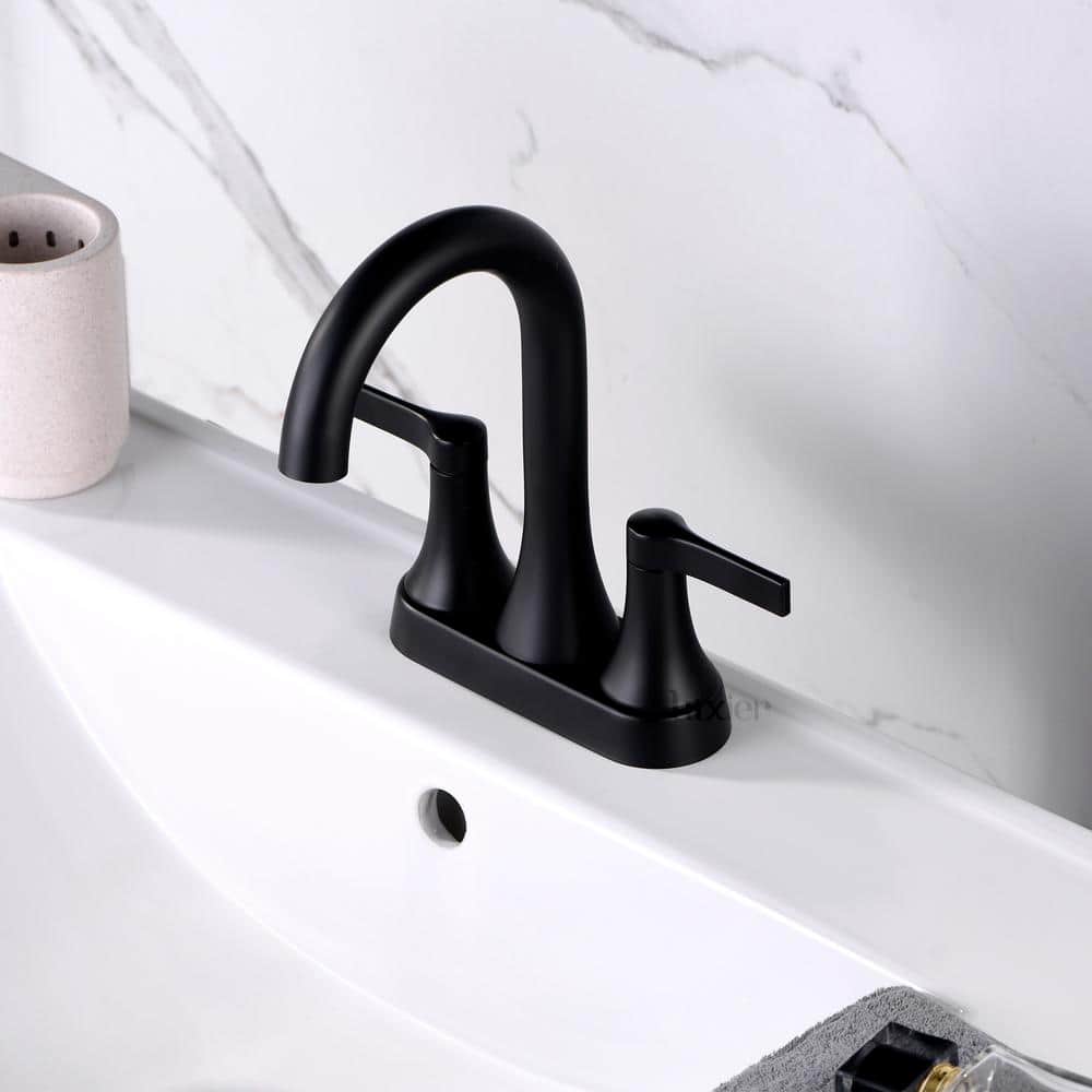 Matte Black Modern Centerset 2-Handle Bathroom Faucet
