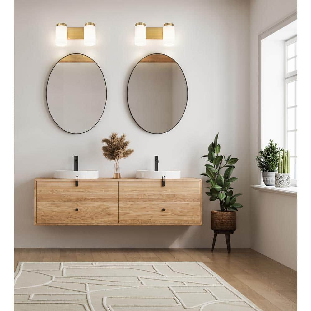 Luxe Gold Opal Glass 2-Light Modern Vanity Fixture