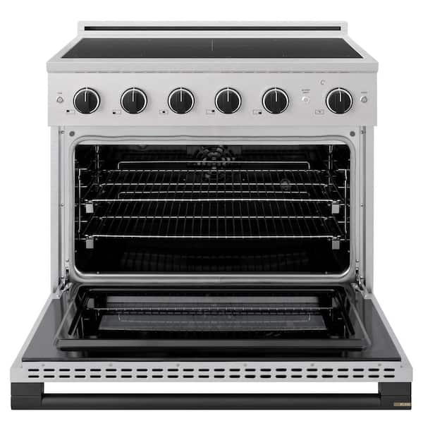 Autograph 36 in. 5.2 cu. ft. Marino Freestanding Induction Range with 5 Burner Elements in Satin Steel with Black Accent