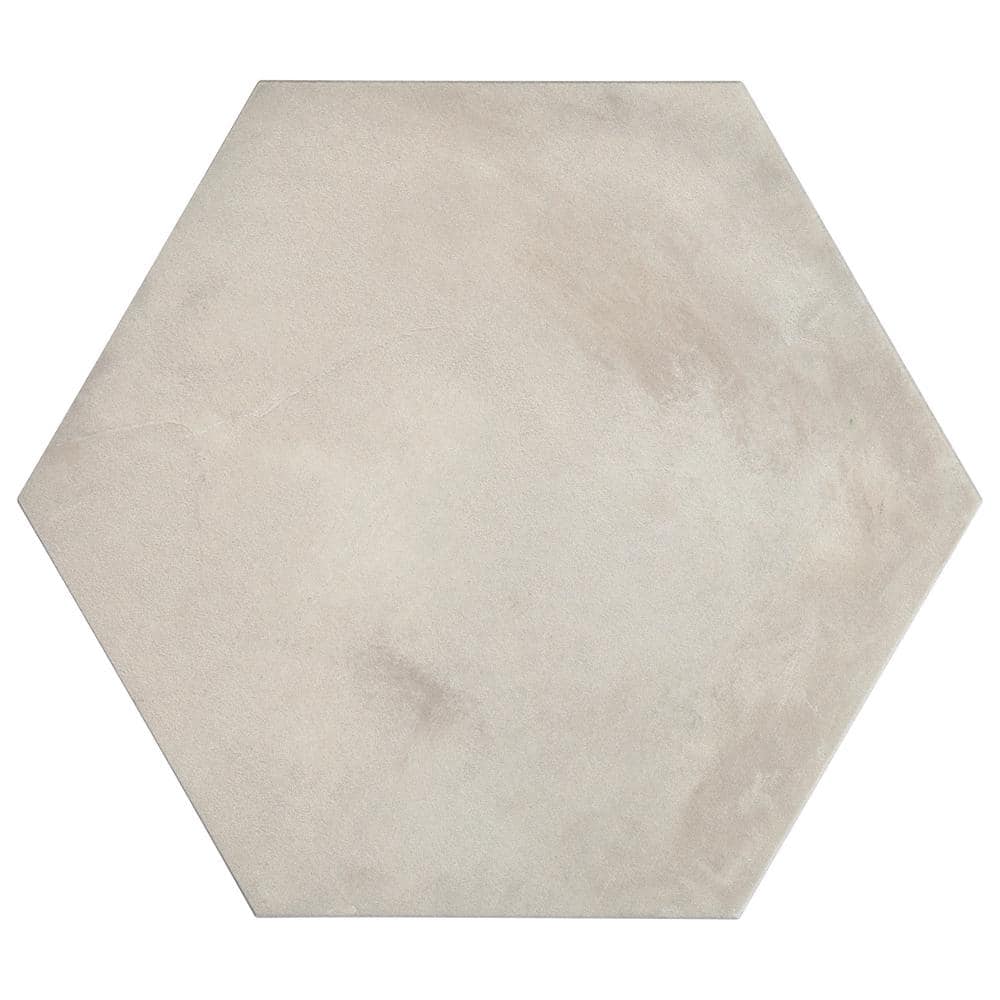 Matte Gray Hexagonal Porcelain Floor and Wall Tile, 8.5 x 9.84 in