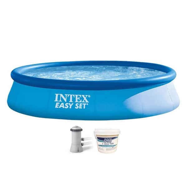 Intex 13 ft. x 33 in. Round Swimming Pool with Filter Pump and 3 in. Chlorine Tabs