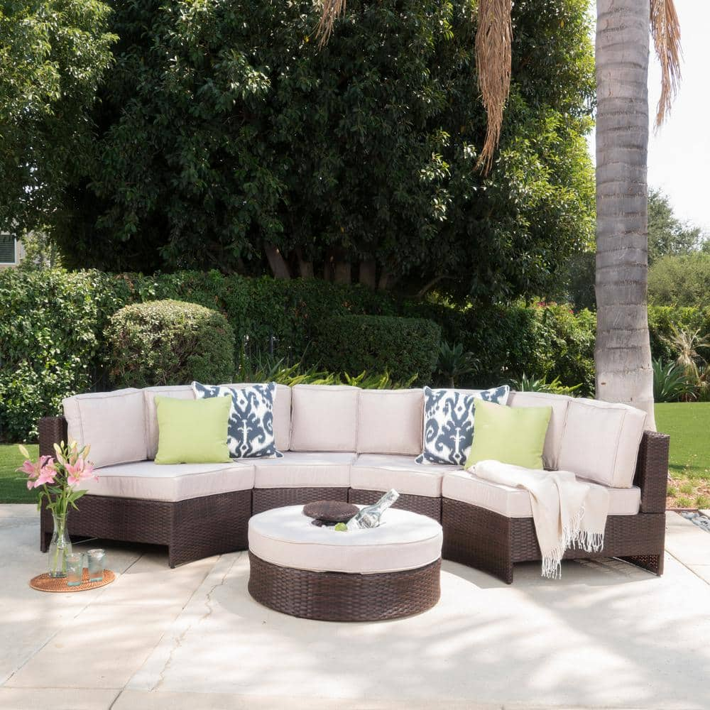 Reviews for Noble House 5-Piece Faux Rattan Outdoor Patio Sectional ...