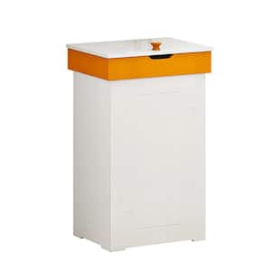 Manual-Lift 23 Gal. White Outdoor Wooden Recycling Trash Bin With Lid