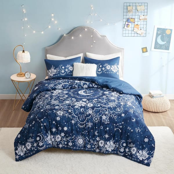 Luna Polyester 3-Pcs Navy Twin/Twin XL Celestial Comforter Set