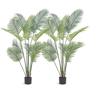 5 ft. Artificial Palm Tree Secure PE Material and Anti-Tip Tilt Protection Low-Maintenance Plant, (2-Piece)