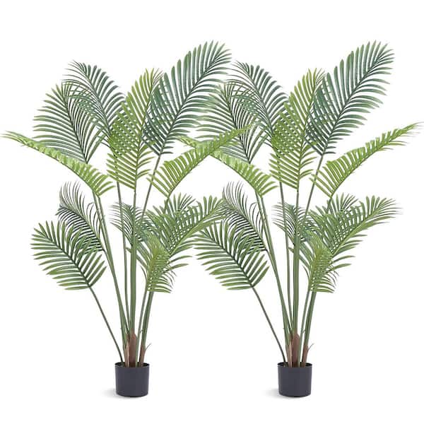 VEVOR 5 ft. Artificial Palm Tree Secure PE Material and Anti-Tip Tilt Protection Low-Maintenance Plant, (2-Piece)