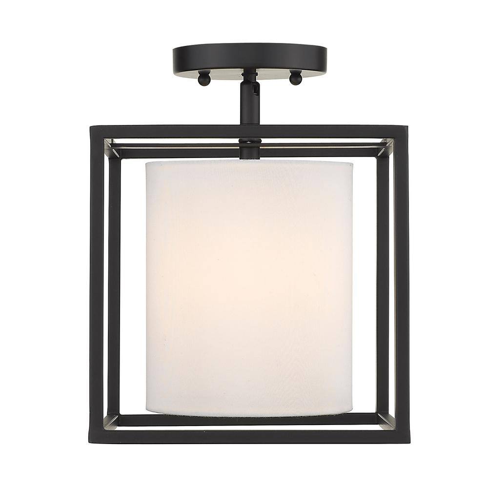 Matte Black Transitional Indoor/Outdoor Semi-Flush Mount Light