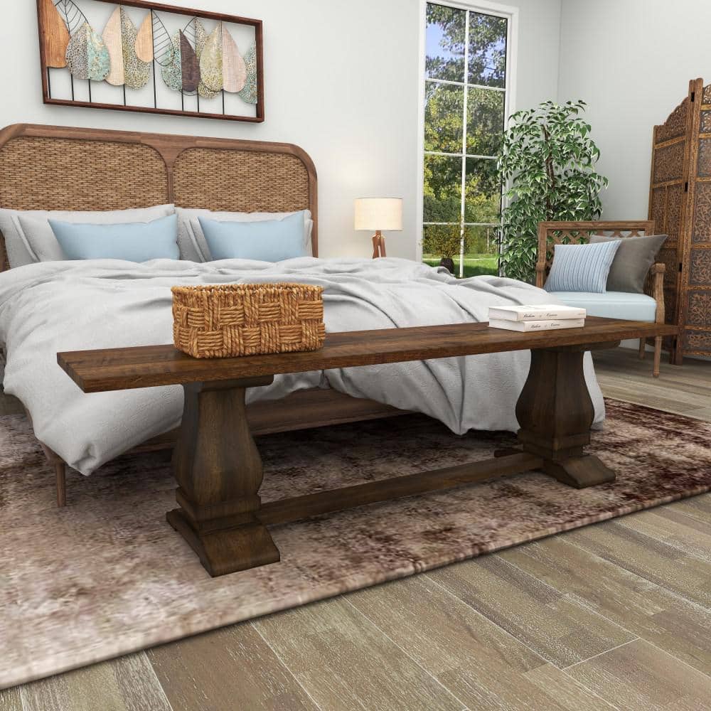 Rustic Reclaimed Mango Wood 78" Bar Height Bench in Brown