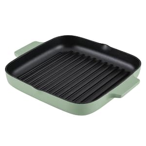 Enameled Cast Iron 11 in. Cast Iron Square Grill Pan, Pistachio