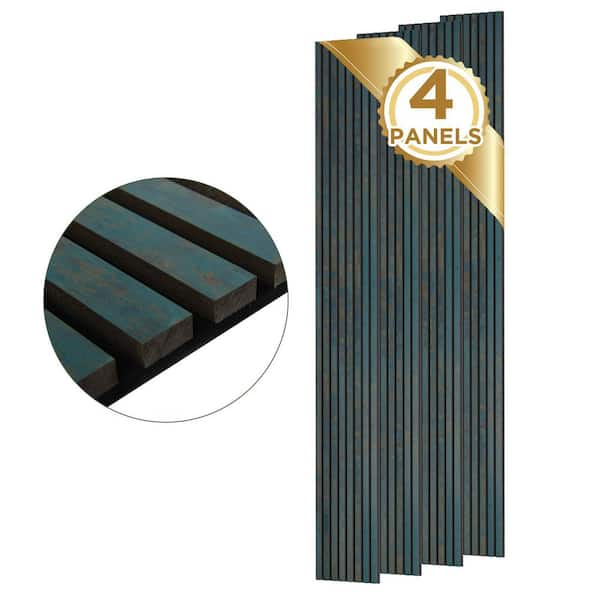 0.87 in. x 1.05 ft. x 8.83 ft. Blue Finished Solid MDF Core Acoustic Panels Decorative Wall Paneling (4-Pack)