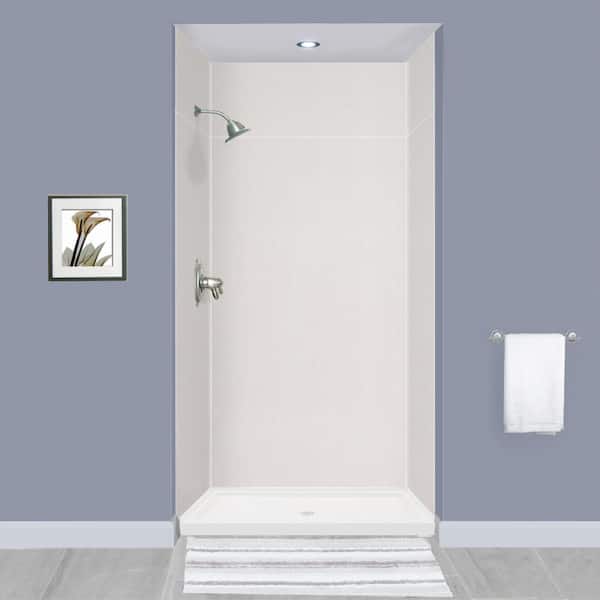 Transolid Expressions 36 in. x 48 in. x 96 in. 4-Piece Easy Up Adhesive Alcove Shower Wall Surround in White