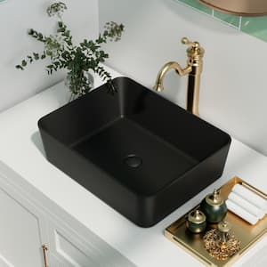 DeerValley Ally Classic Black Ceramic Rectangular Vessel Sink