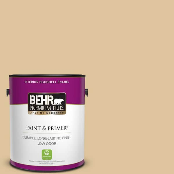 BEHR PREMIUM PLUS 1 gal. #S300-3 Almond Cookie Eggshell Enamel Low Odor Interior Paint & Primer