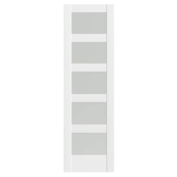 24 in. x 80 in. Panel Glass Sliding Door, Single Door Panels White Wood Pocket Door Frame for Closets and Interiors