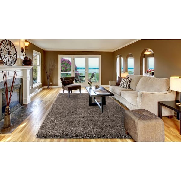 Light Brown 5 ft. x 7 ft. Ocean Shag Plain Area Rug