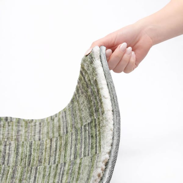Dream Shag Premium Machine Washable Abstract ADS816 Olive 10 ft. x 14 ft. Area Rug