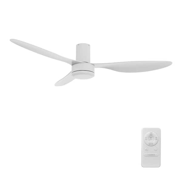 CARRO Sayer 52 in. Indoor White 10-Speed DC Motor Flush Mount Ceiling Fan with Remote Control for Bedroom or Living Room