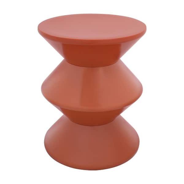 YIYIBYUS Orange 17.7 in.H Round Plastic Outdoor Side Table Patio Side Table
