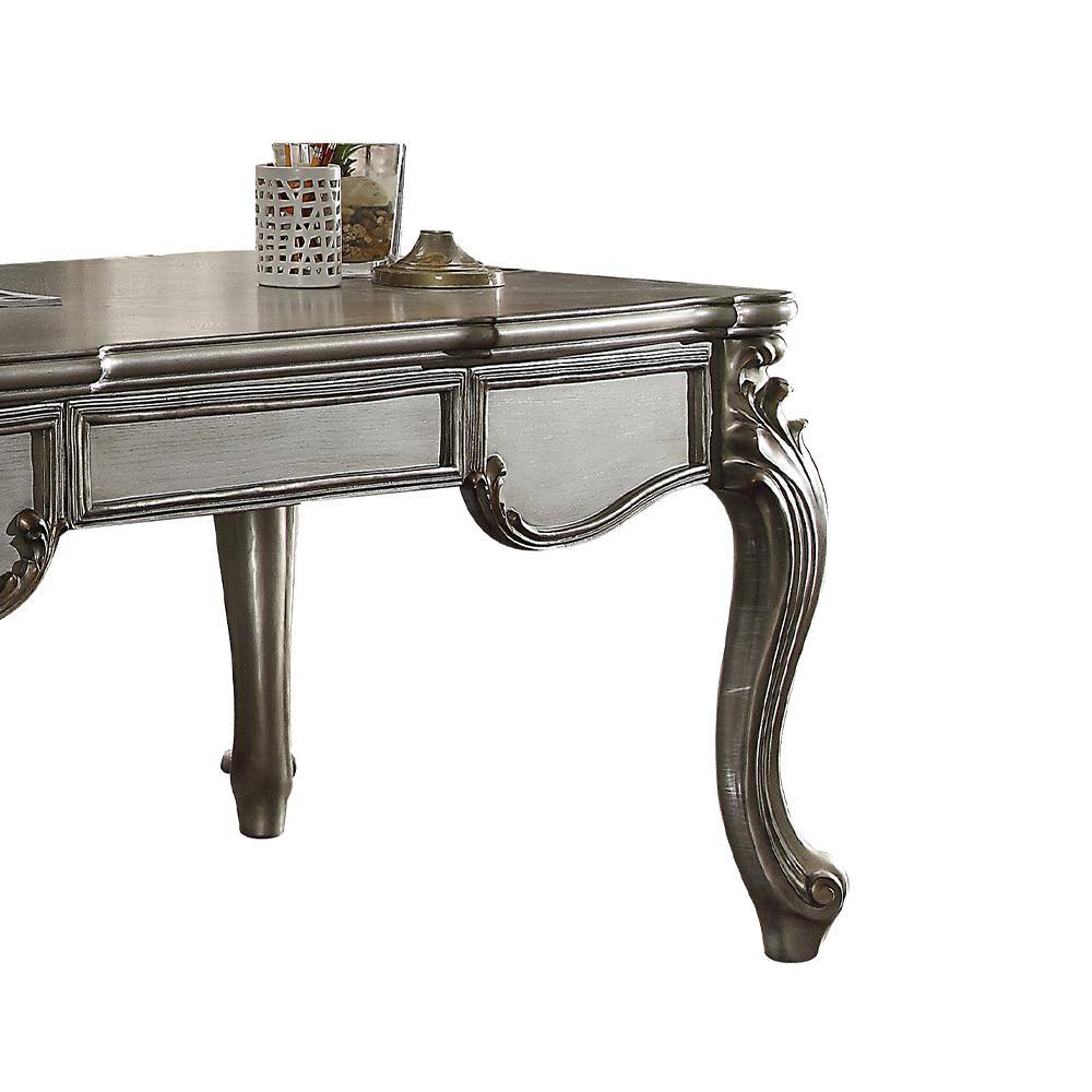 Regal White Executive Desk with Carved Details and Storage