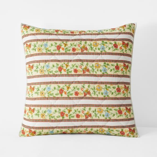 The Company Store Bagheecha Garden Floral Quilted Multi Floral Cotton Euro Sham