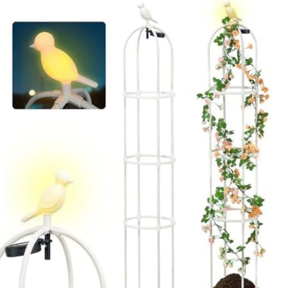 28-inch Metal Pyramid Trellis for Climbing Plants with Solar Light price history on PriceWatchPro