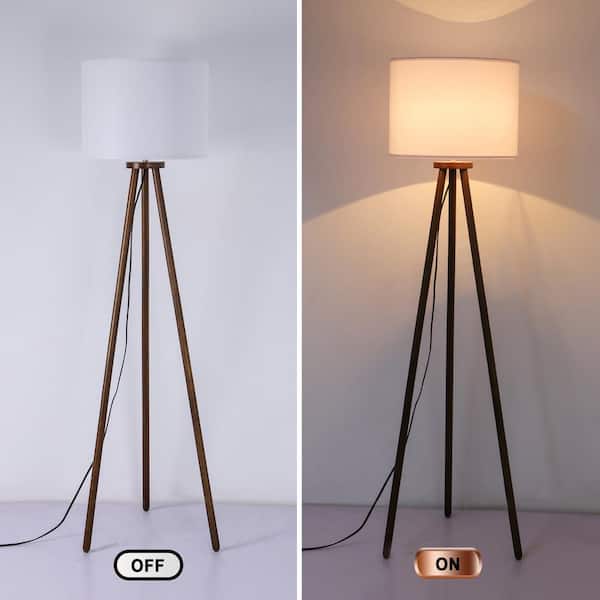 Keazile 61 in. Walnut Traditional Tripod Floor Lamp with