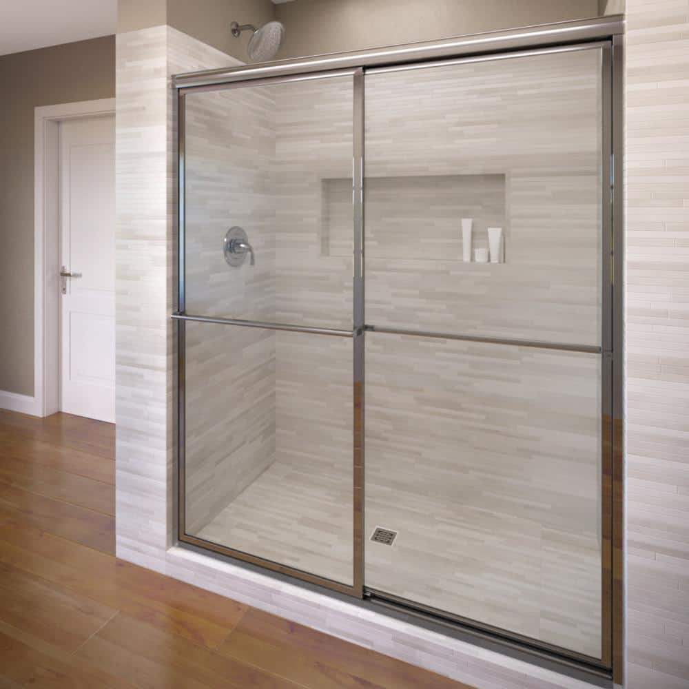 Basco Deluxe 46-1/4 in. x 68 in. Framed Sliding Shower Door in Chrome ...