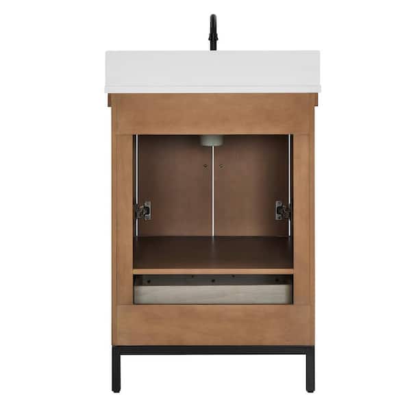MAXIDENT リノ B&N Runfine Loren 24 in. Single Sink Freestanding Gunny Bath Vanity