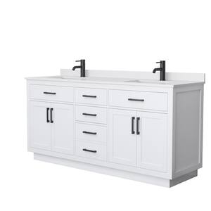 Beckett TK 72 in. W x 22 in. D x 35 in. H Double Bath Vanity in White with White Cultured Marble Top