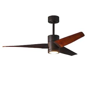 Super Janet 52 in. LED Indoor/Outdoor Damp Textured Bronze Ceiling Fan with Light with Remote Control, Wall Control