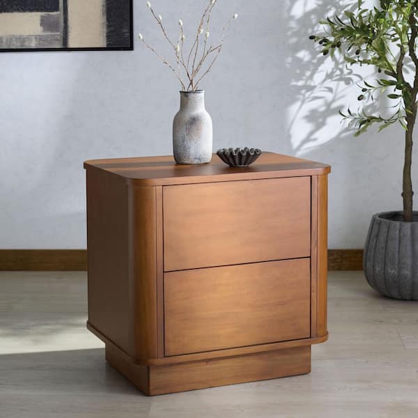 Chrysandra Walnut 2 Drawer Nightstand