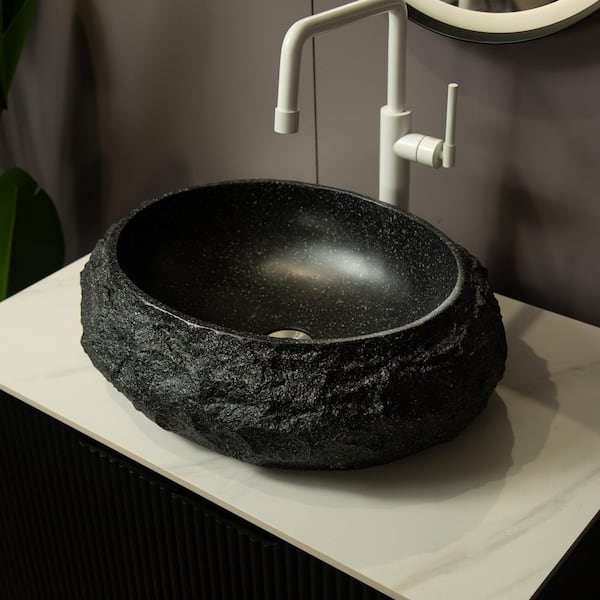 さな ANGELES HOME 18 in. Vessel Bathroom Sink in Dark Gray, Irregular