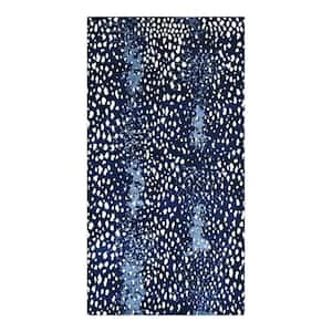 Louis Contemporary Modern Navy 9 ft. x 12 ft. Hand-Knotted Area Rug