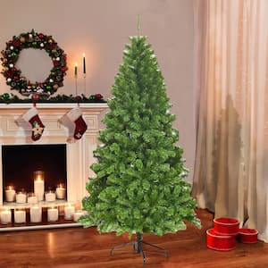 6 ft. Grass Green Unlit Artificial Christmas Tree with 650 Branch Tips and Metal Stand
