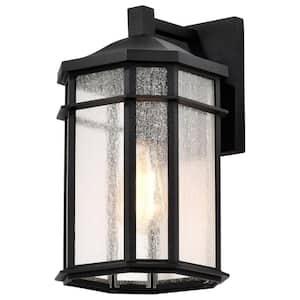 Raiden Matte Black Outdoor Hardwired Wall Lantern Sconce with No Bulbs Included