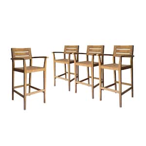 Stamford Slatted Wood Outdoor Bar Stool (4-Pack)