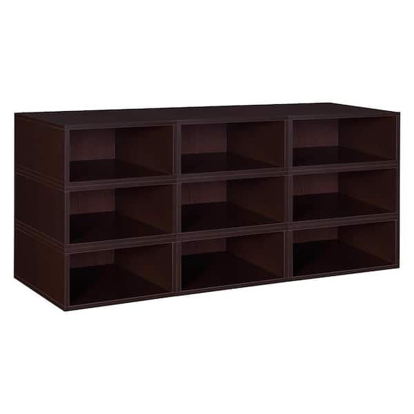 Regency 19.5 in. H x 39 in. W x 13 in. D Brown Wood 9-Cube Organizer