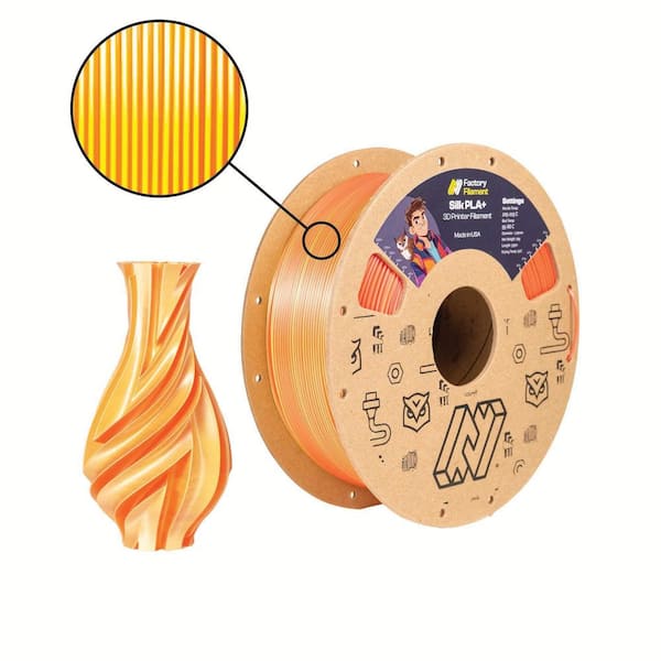 1. 75mm Red and Yellow Silk PLA 3D Printer Filament, 1 KG Spool, Dimensional Accuracy +/-0.02 mm
