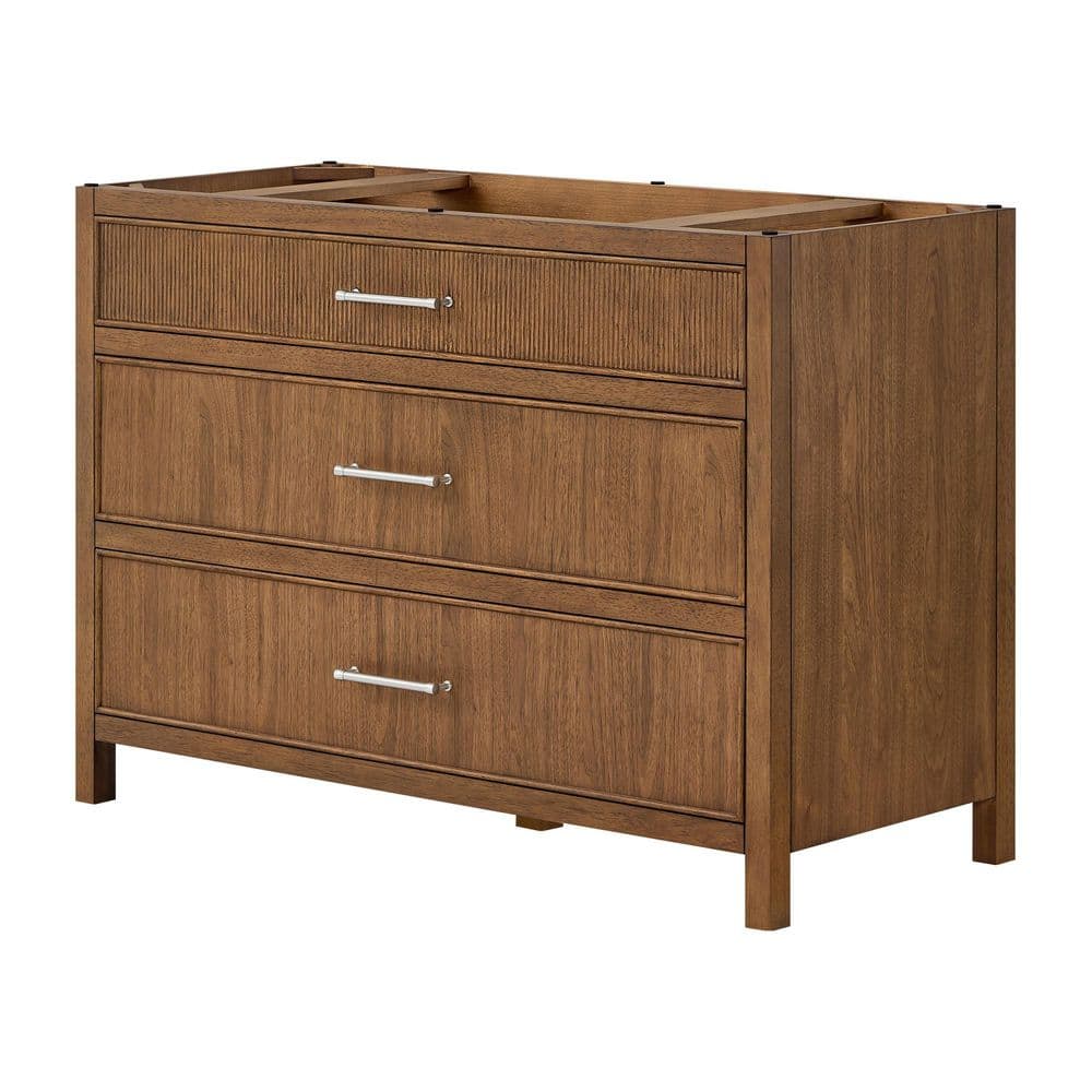 Isola 47 in. Freestanding Bath Vanity Cabinet without Top in Toasted Walnut with Brushed Nickel Trim