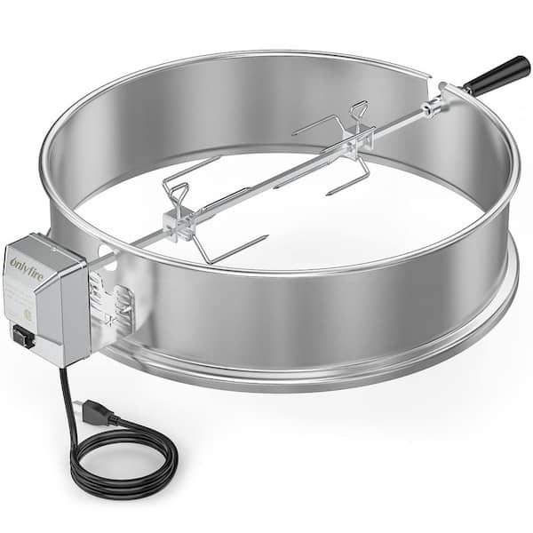 Hitechluxe Universal Rotisserie Ring Kit for Weber 22 in. Charcoal Kettle and Other Similar Grills Stainless Steel Rotisserie Kit