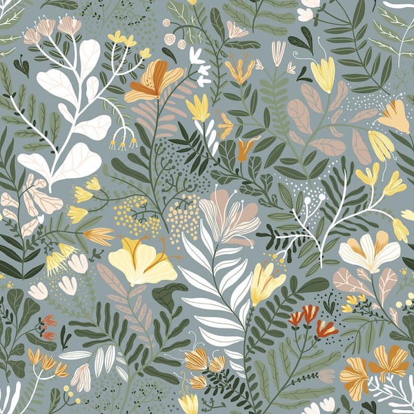 A-Street Prints Brittsommar Blue Woodland Floral Wallpaper Sample