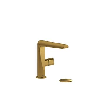 Parabola Single-Handle Single-Hole Bathroom Faucet with Drain Kit Included in Brushed Gold