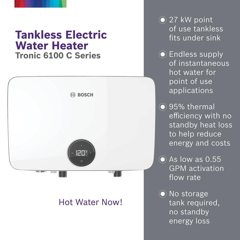 Bosch White Electric Tankless Water Heater, 27 kW