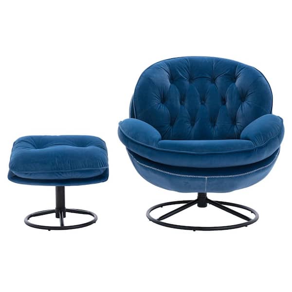Unbranded Blue Accent Chair With Ottoman